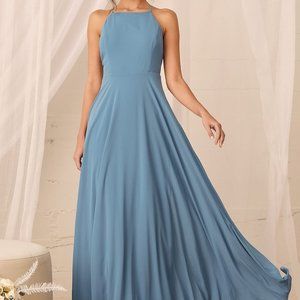 Lulus Mythical Kind of Love Slate Blue Maxi Dress